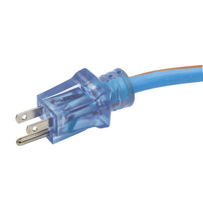 100ft 12/3 SJEOW <br />Arctic Blue™ All-Weather <br />3-Outlet Extension Cord