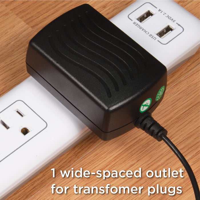 4-Outlet 1200 Joule <br />Multimedia Surge Protector <br />w/2-Port USB Charger