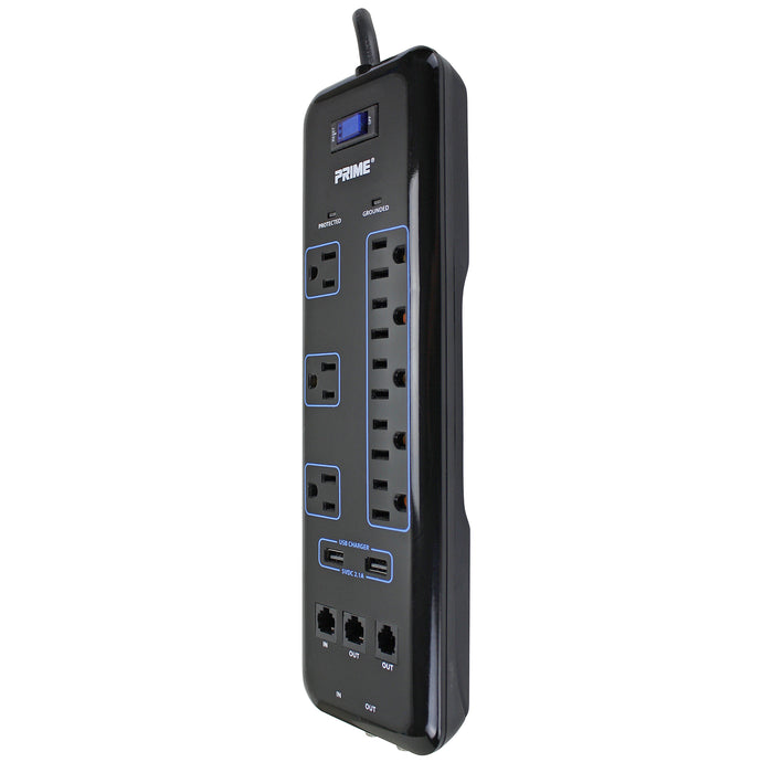 8-Outlet 3600 Joule <br />Multimedia Surge Protector <br />w/2-Port USB Charger