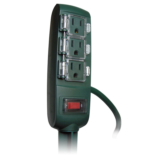 3-Outlet Green Power Stake w/6ft Cord and Circuit Breaker