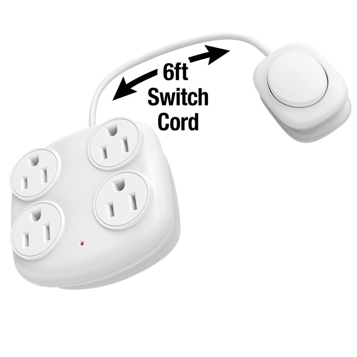 4-Outlet White Indoor Power Tap w/ Remote Switch