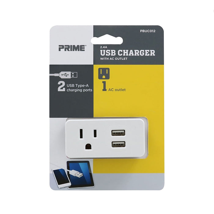 1-Outlet 2-Port Type-A, 2.1A USB Charger