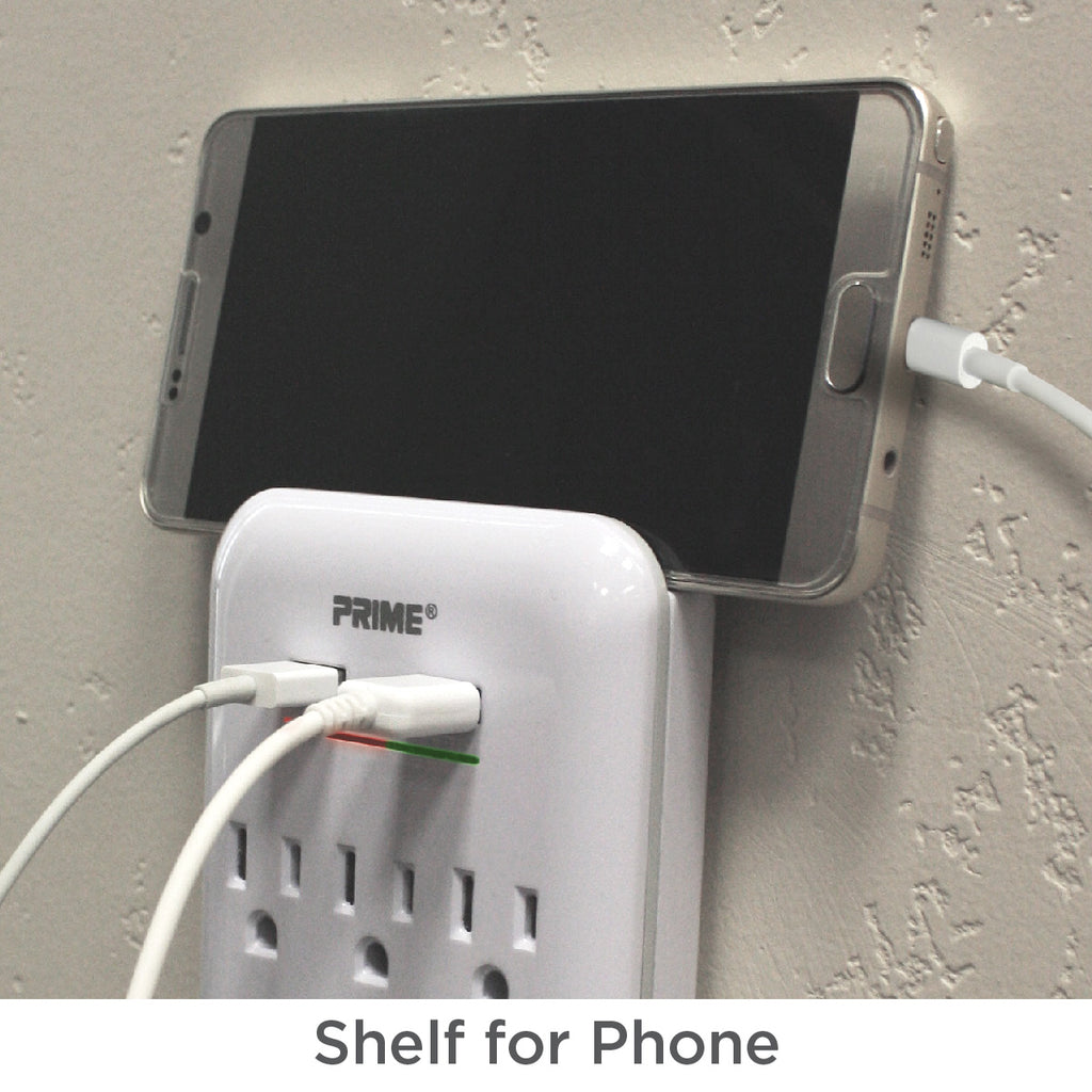 6 Outlet 1200 Joule Surge Tap<br>with 2-Port 3.4A USB Charger