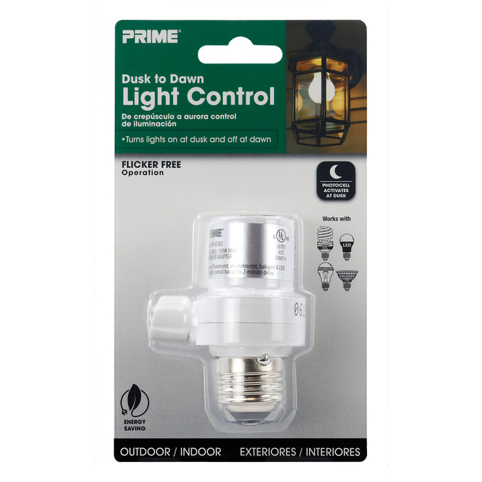 “Flicker free” Dusk to dawn light control socket adapter w/ photocell (white)