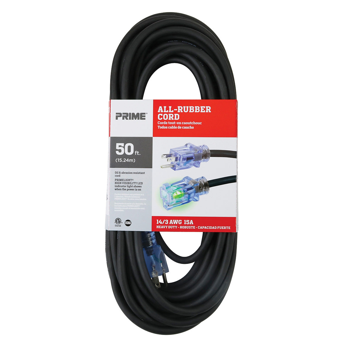 50ft 14/3 SJOOW All-Rubber Outdoor Extension Cord — Prime Wire