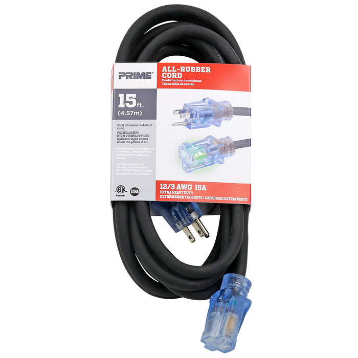 15ft 12/3 SJOOW All-Rubber™ Outdoor Extension Cord
