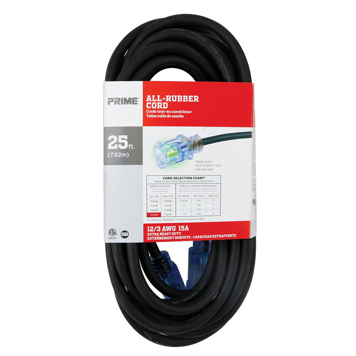 25ft 12/3 SJOOW All-Rubber™ Outdoor Extension Cord