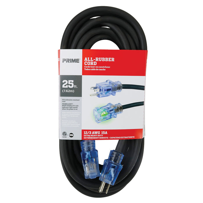 25ft Heavy Duty 12/3 Gauge Outdoor Extension Cord By Stark USA – Yellow, 3 Prong