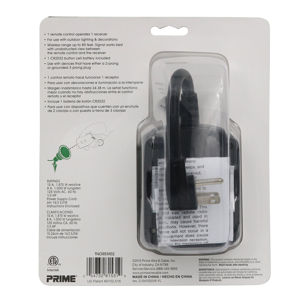 2 Outlet Outdoor<br>Wireless Remote Control