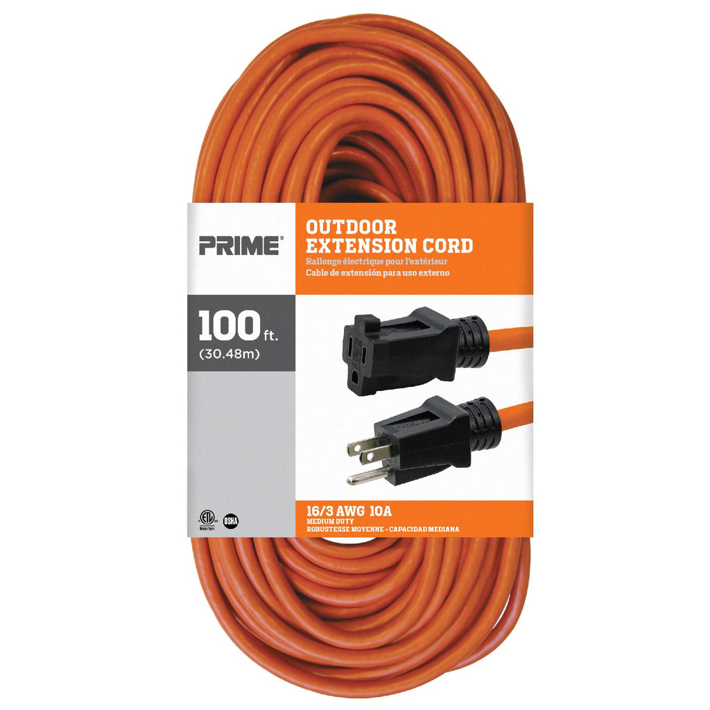 $10/mo - Finance Rocky Mountain Cable 100 Foot Outdoor Extension Cord - 3  Prong Weather Resistant Heavy Duty Orange Vinyl 10 Amps / 1250 Watts - 16/3  - Ultra Flexible, Water & Flame Resistant - Durable (100 feet)