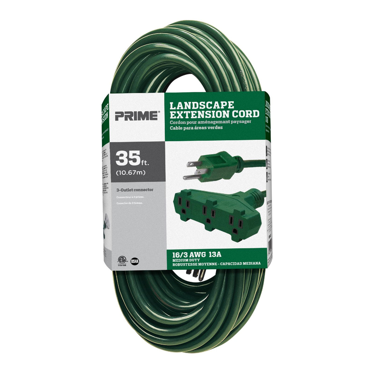 35ft 16/3 SJTW 3-Outlet Landscape Extension Cord — Prime Wire