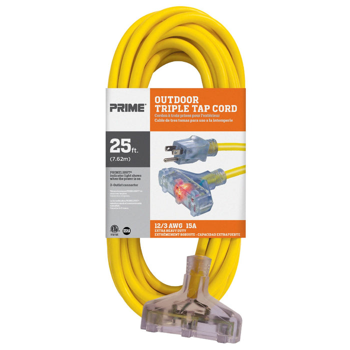 25ft 12/3 SJTW Jobsite® 3-Outlet Extension Cord — Prime Wire & Cable Inc.