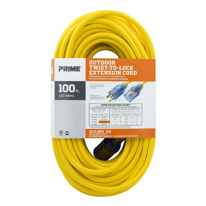 CCI TWIST LOCK EXTENSION CORD, 50 FT, 1 OUTLET, 09208