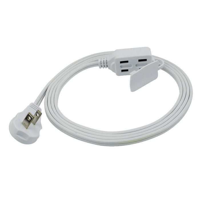 5ft Extension Cord 2 Prong AC Power 3 Outlets W Safety-Outlet Cover White  Cable