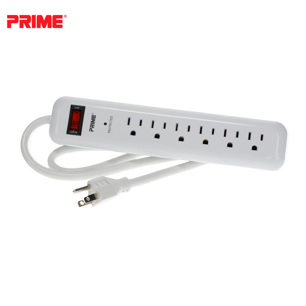 6-Outlet 750 Joule Surge Protector w/3ft Cord