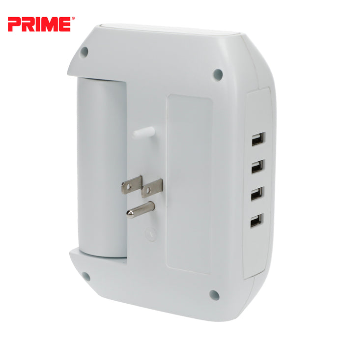 3-Swiveling Outlets <br />1200 Joule Surge Tap <br />w/4-Port 4.2A USB Charger