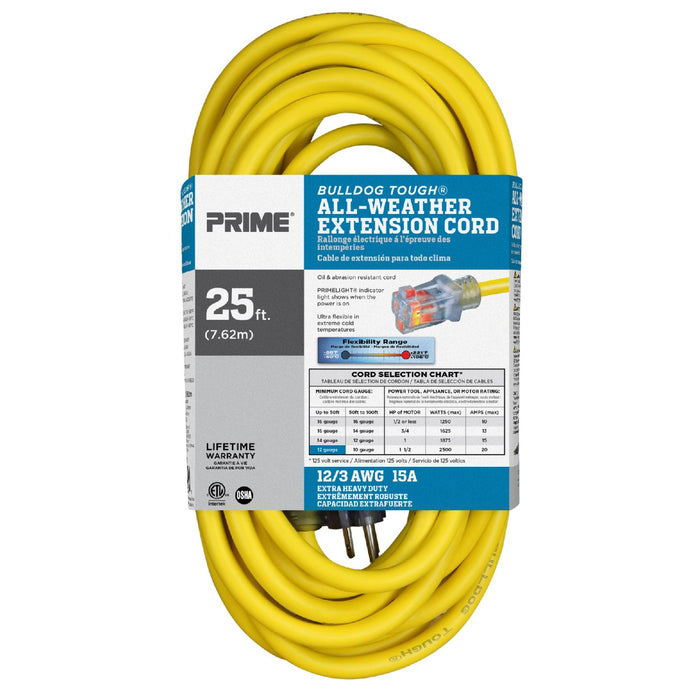 25ft 12/3 SJTOW Bulldog Tough® Oil Resistant Extension Cord — Prime Wire &  Cable Inc.
