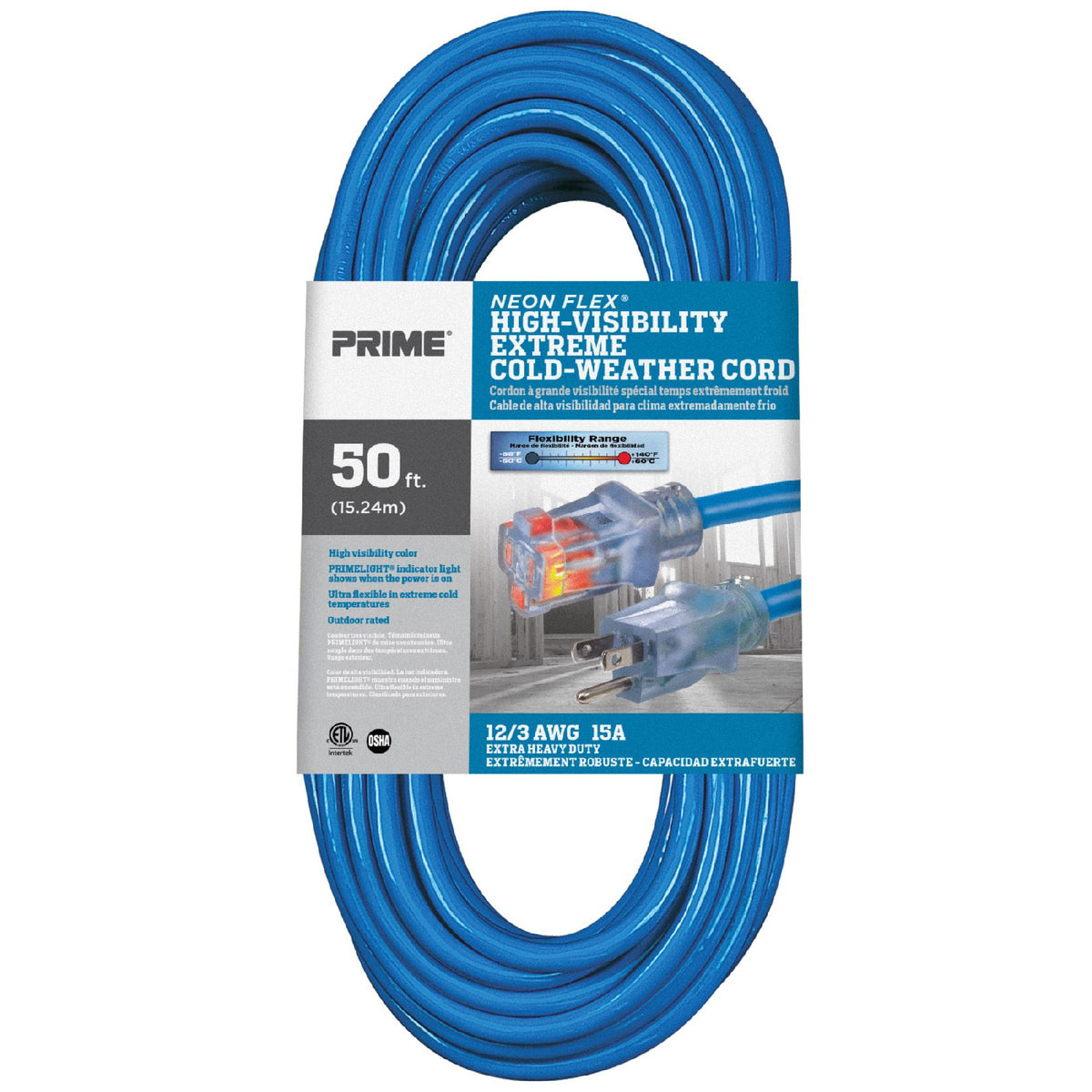 50ft 12/3 SJTW -50°C Neon Flex® High Visibility Outdoor Extension
