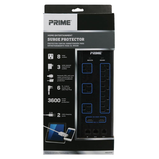 Prime Wire Pb802105 1 Outlet Large Appliance Surge Protector With