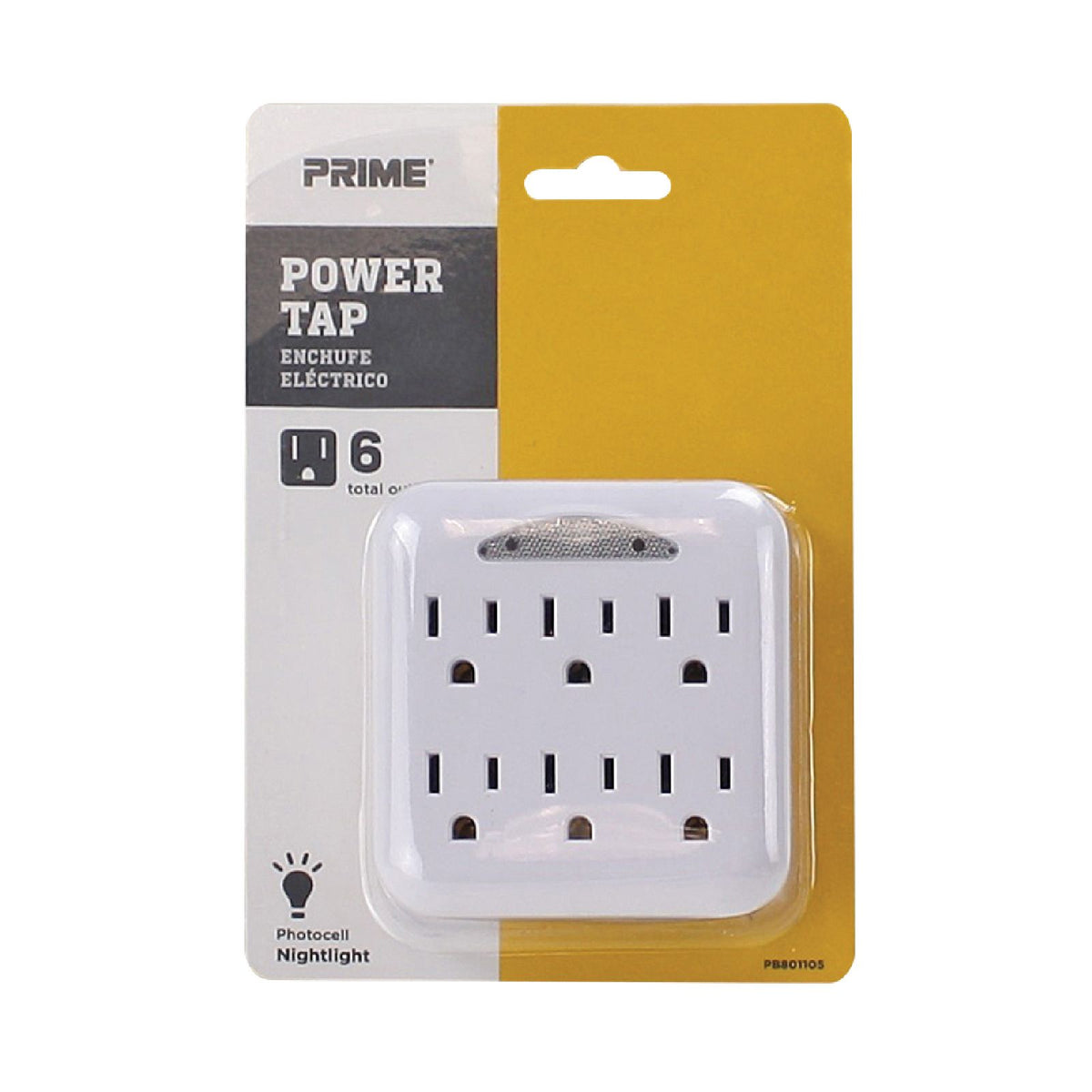 6-Outlet Power Tap w/Photocell Nightlight — Prime Wire & Cable Inc.