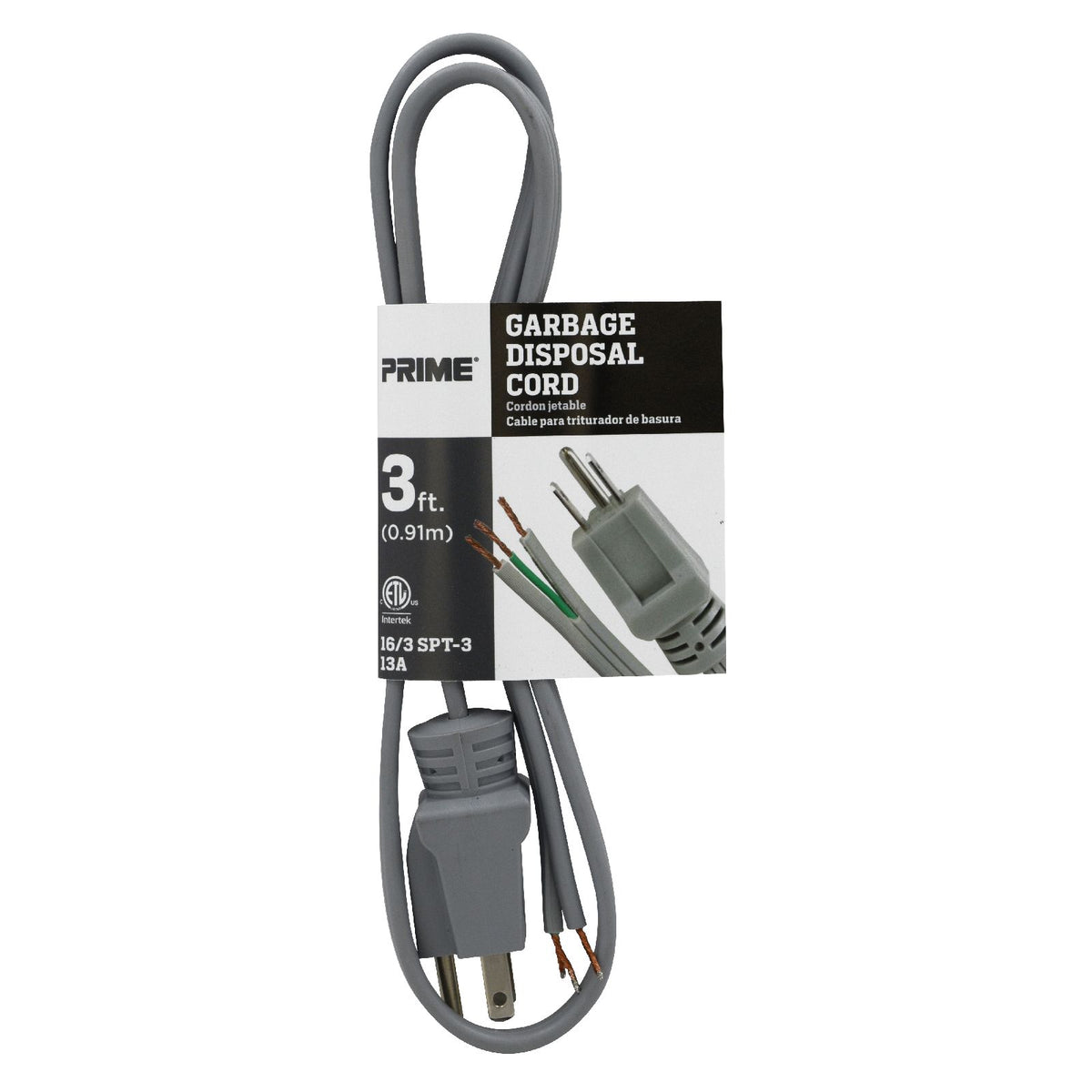 3ft 16/3 SPT-3 Garbage Disposal Cord — Prime Wire & Cable Inc.