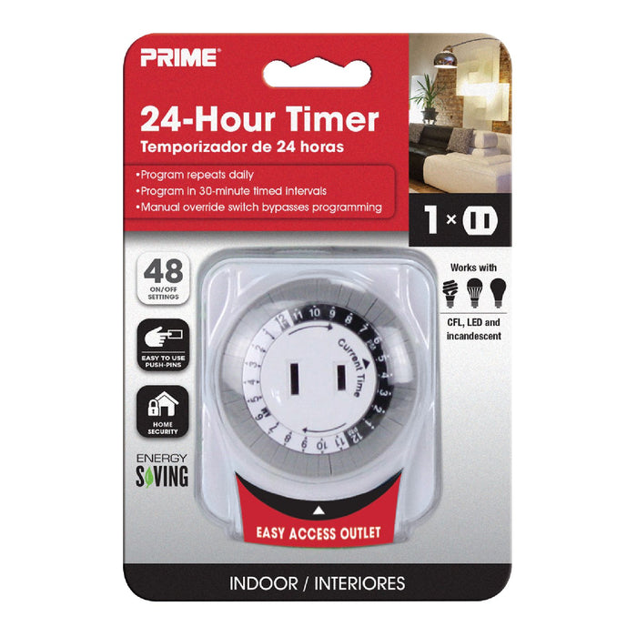 Power Zone TNI24111 24 Hour Indoor Plug-In Mechanical Timer With
