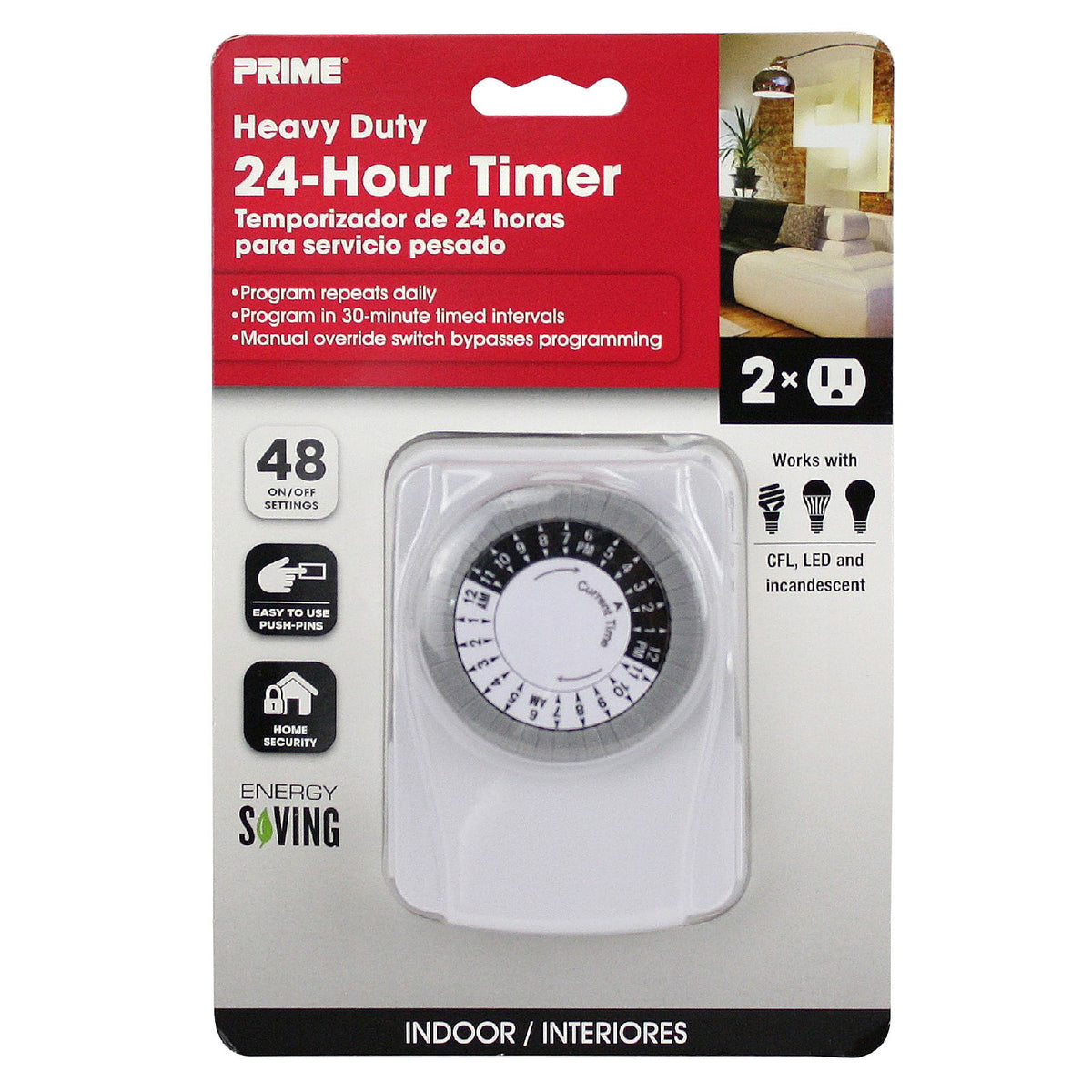 Grounded Plug 24-Hour Heavy Duty Mechanical Outlet Timer